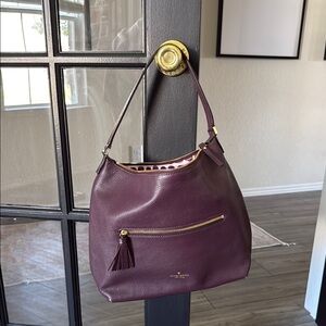 Plum Leather Shoulder Bag